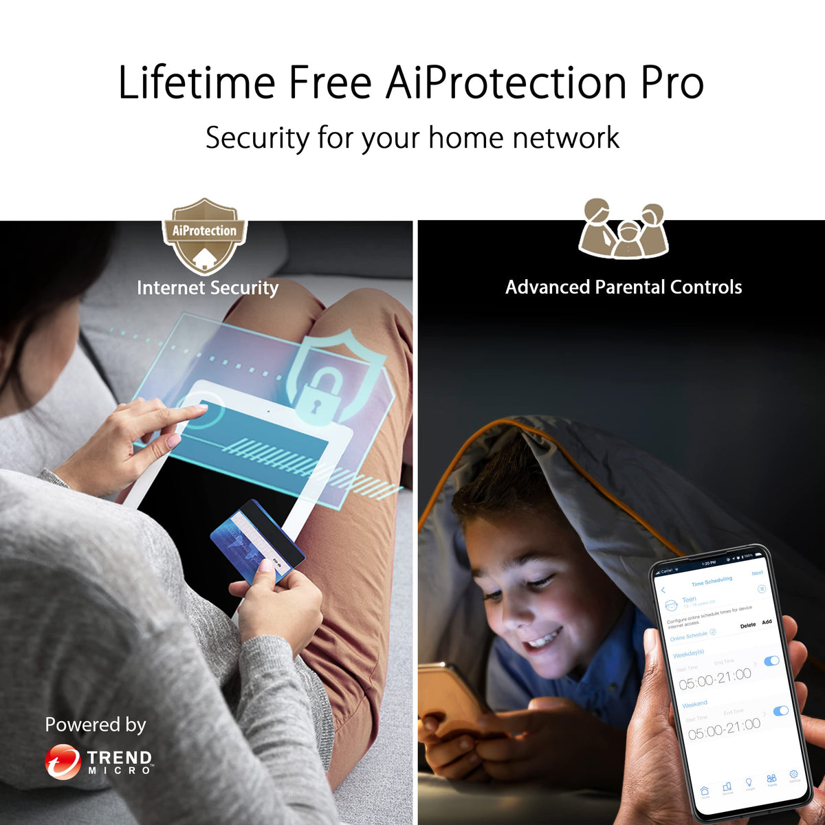ASUS ZenWiFi XT9 AiProtection dashboard offers lifetime security features