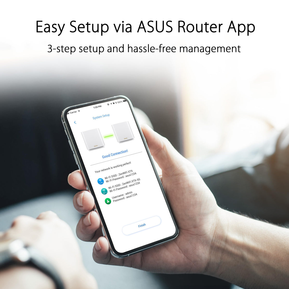 ASUS ZenWiFi XT9 coverage map highlighting wide mesh reach