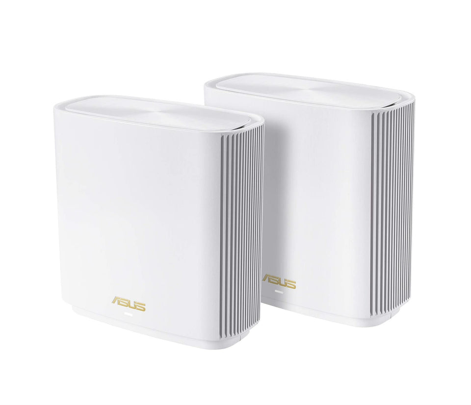 ASUS ZenWiFi XT9 two-pack front view for wide home coverage.