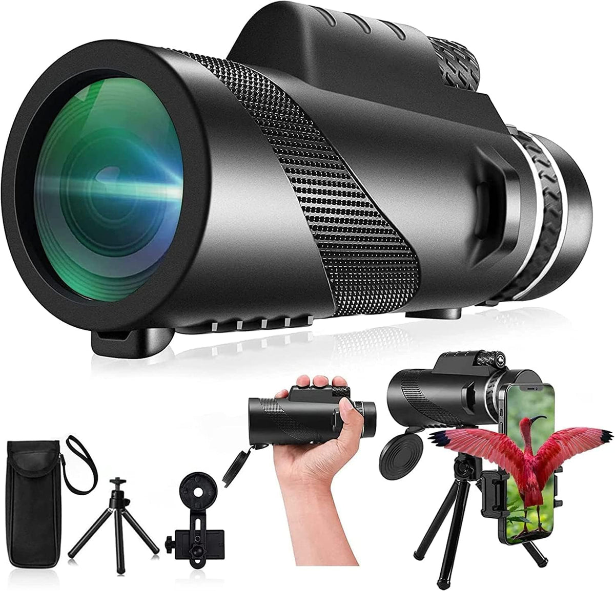 ASxmhGo monocular 80x100 magnification for crisp distant views on hikes.