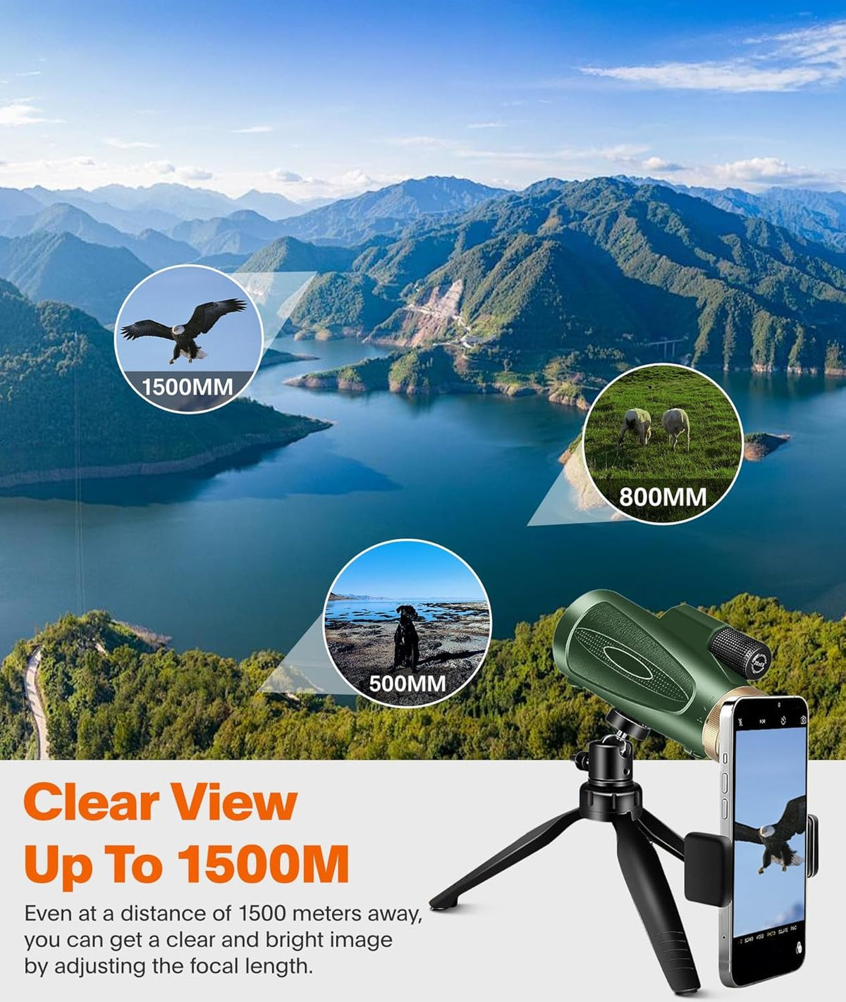 ASxmhGo mounted on tripod with smartphone attached — steady digiscoping shots