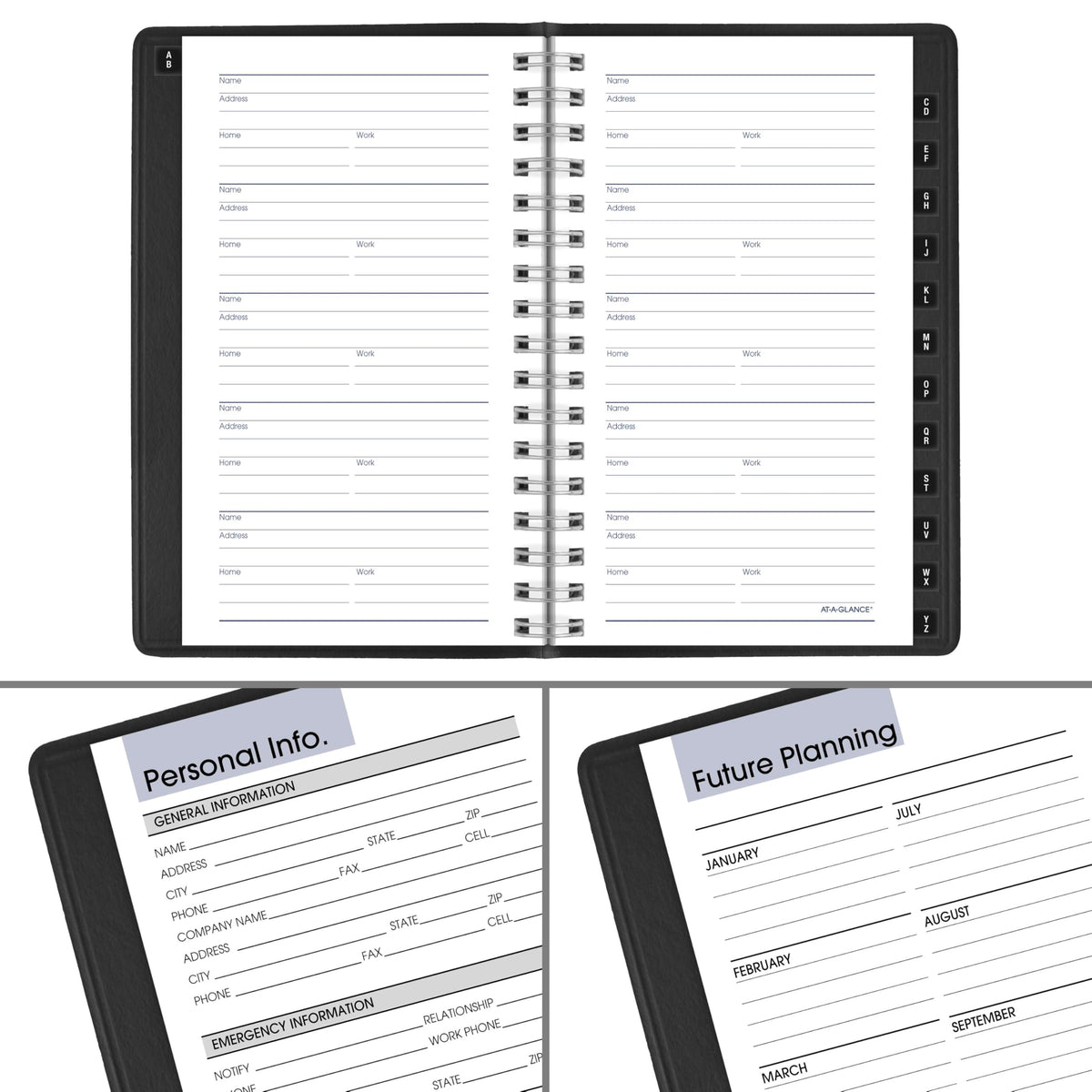 AT-A-GLANCE twin-wire binding provides secure pages and snag resistance.
