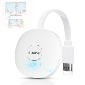 AT-Mizhi wireless HDMI dongle: compact size for portable home streaming.