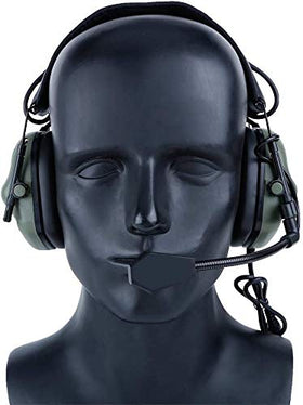 ATAIRSOFT detachable microphone close-up showing reversible mount for left or right use