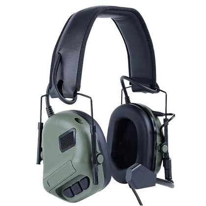 ATAIRSOFT headset front view showing OD green finish and tactical styling for authentic look