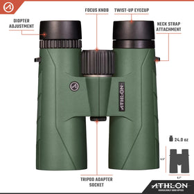 Athlon Optics Forerunner 10x42 twist-up eyecups enable comfortable eye relief