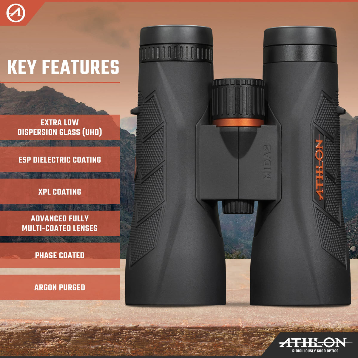 Athlon Optics Midas G2 UHD with rubber armor for tough field conditions.