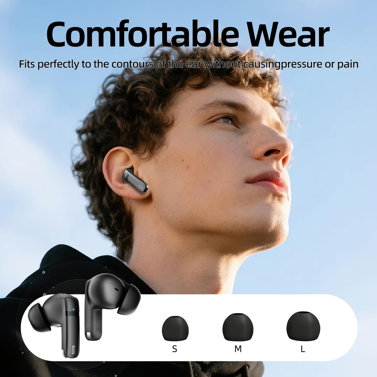 Athongl wireless earbuds packed with a long-lasting battery case for travel.