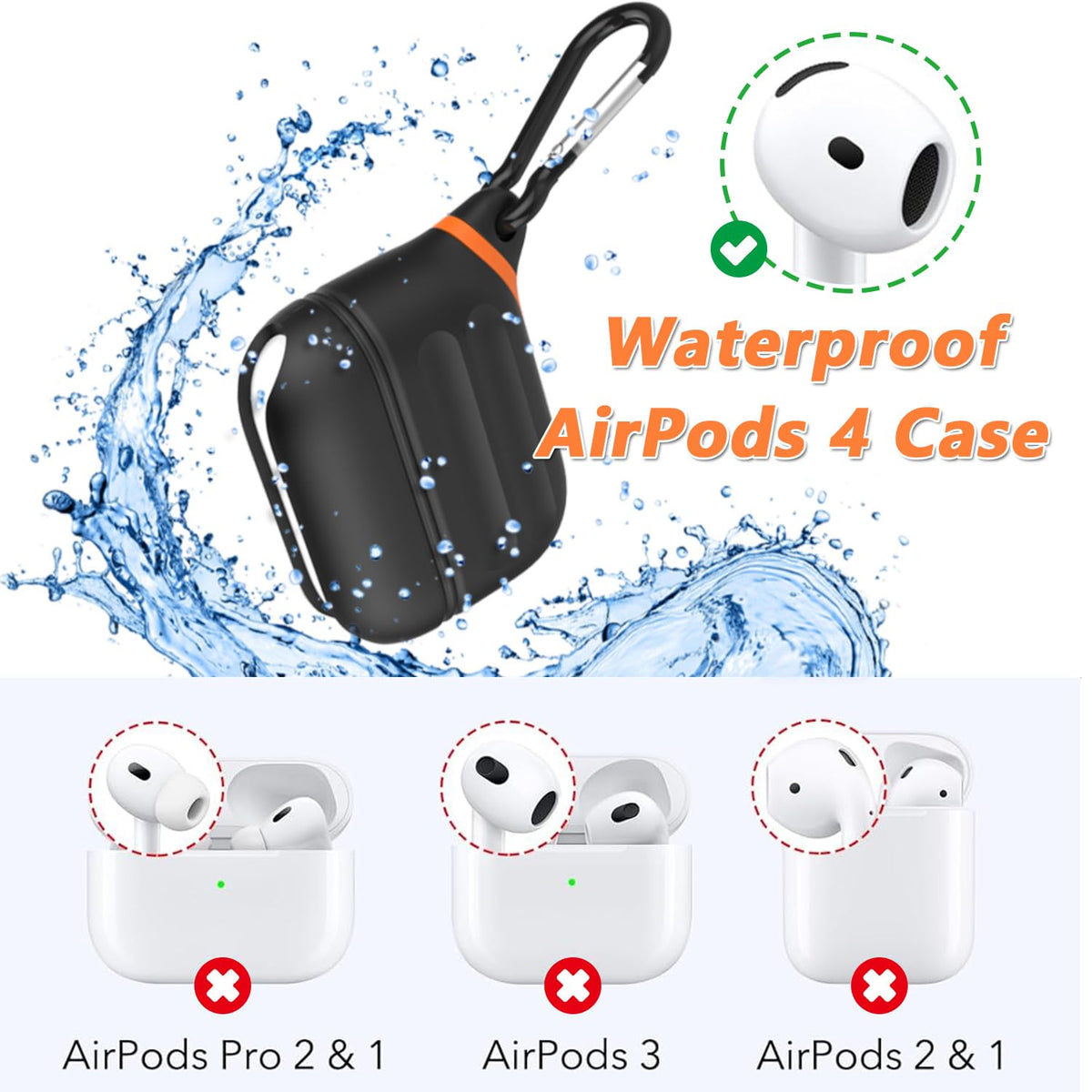 ATIMIRA AirPods 4 waterproof case provides IP67 protection against splashes.