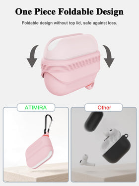 ATIMIRA case with metal carabiner clipped to belt loop for convenient carrying