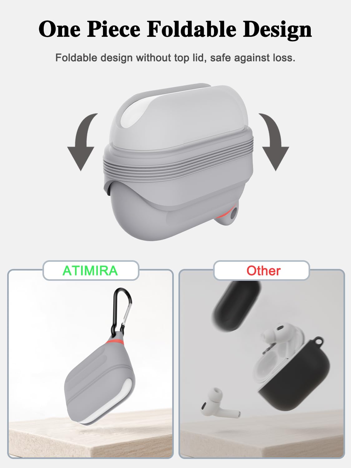 ATIMIRA attached carabiner on backpack showing secure carry benefit