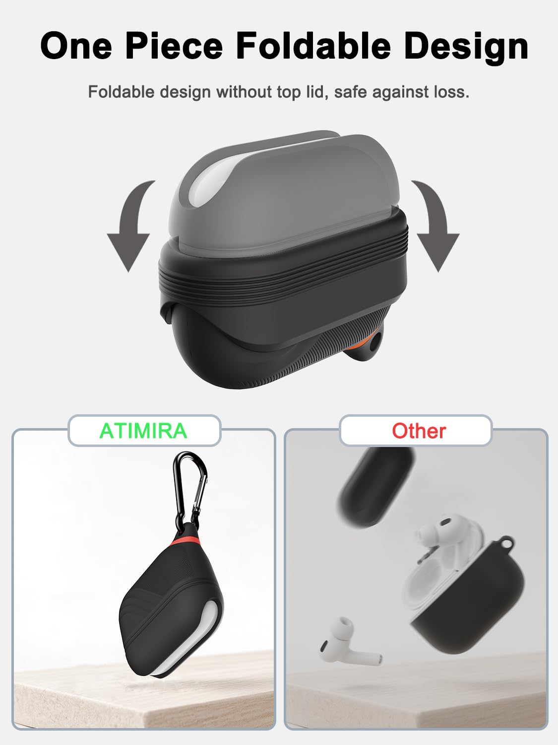 ATIMIRA detailed shot of charging port and waterproof lid, preserves charging access