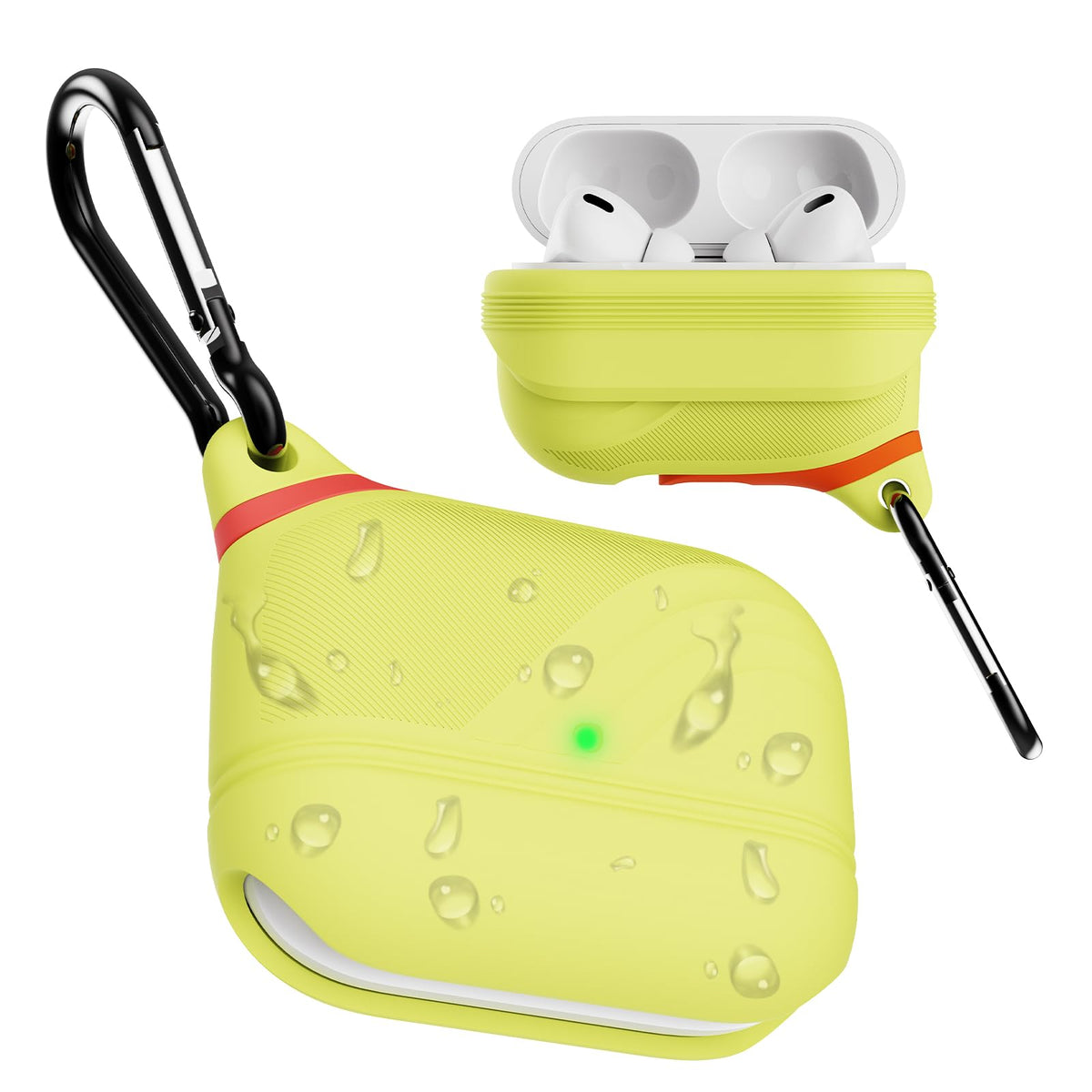 ATIMIRA front view yellow case showing snug fit and wireless charging compatibility