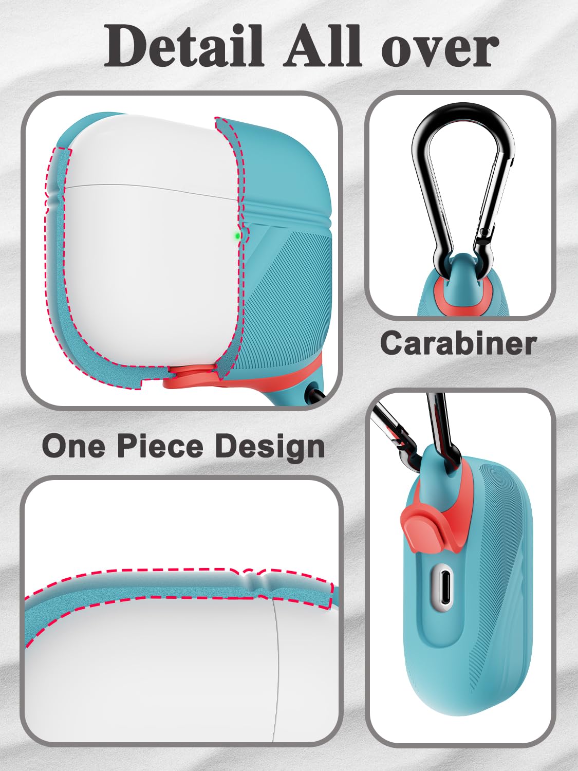 ATIMIRA case attached to a bag with carabiner for secure portability