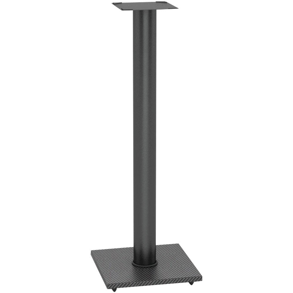 Atlantic bookshelf speaker stand showing rear wire management hole for clean cable routing