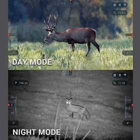 ATN Binox 4K rangefinder distance read for fast target sizing during hunts