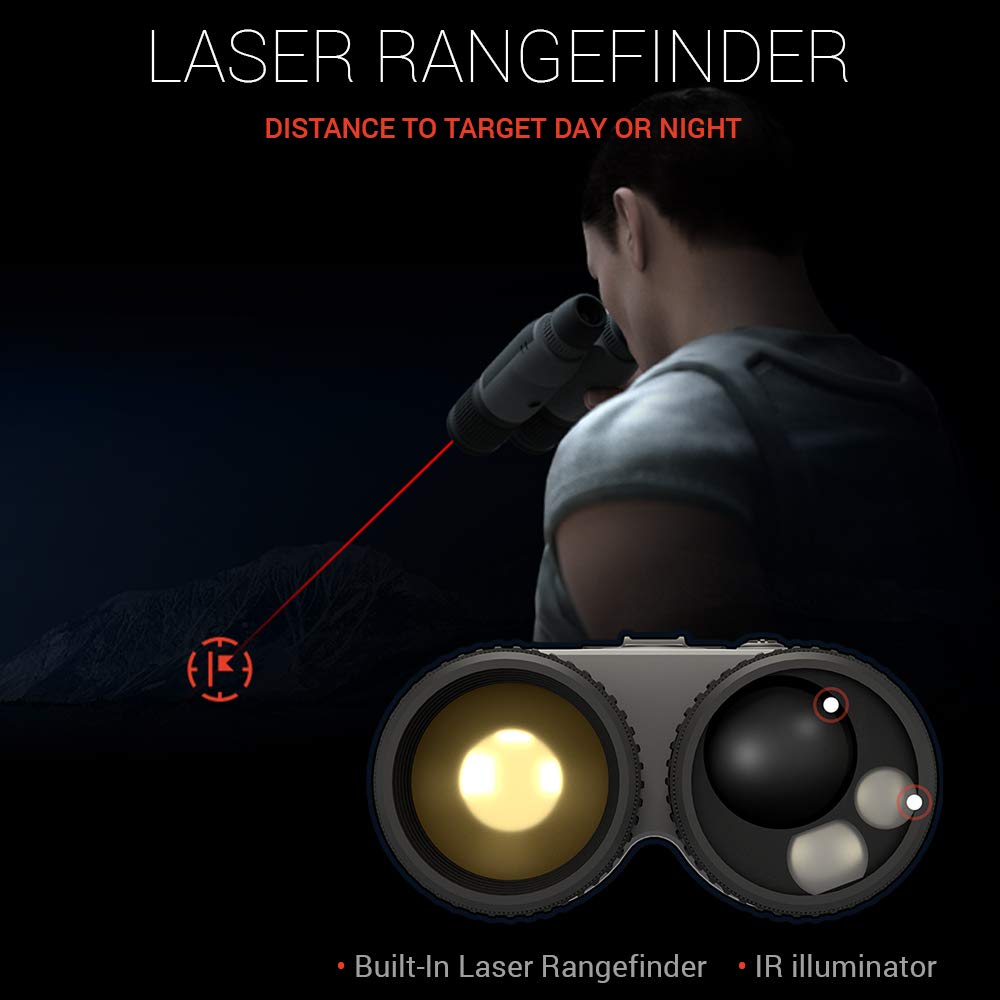 ATN BINOX 4T laser rangefinder close-up demonstrating precise distance readout.