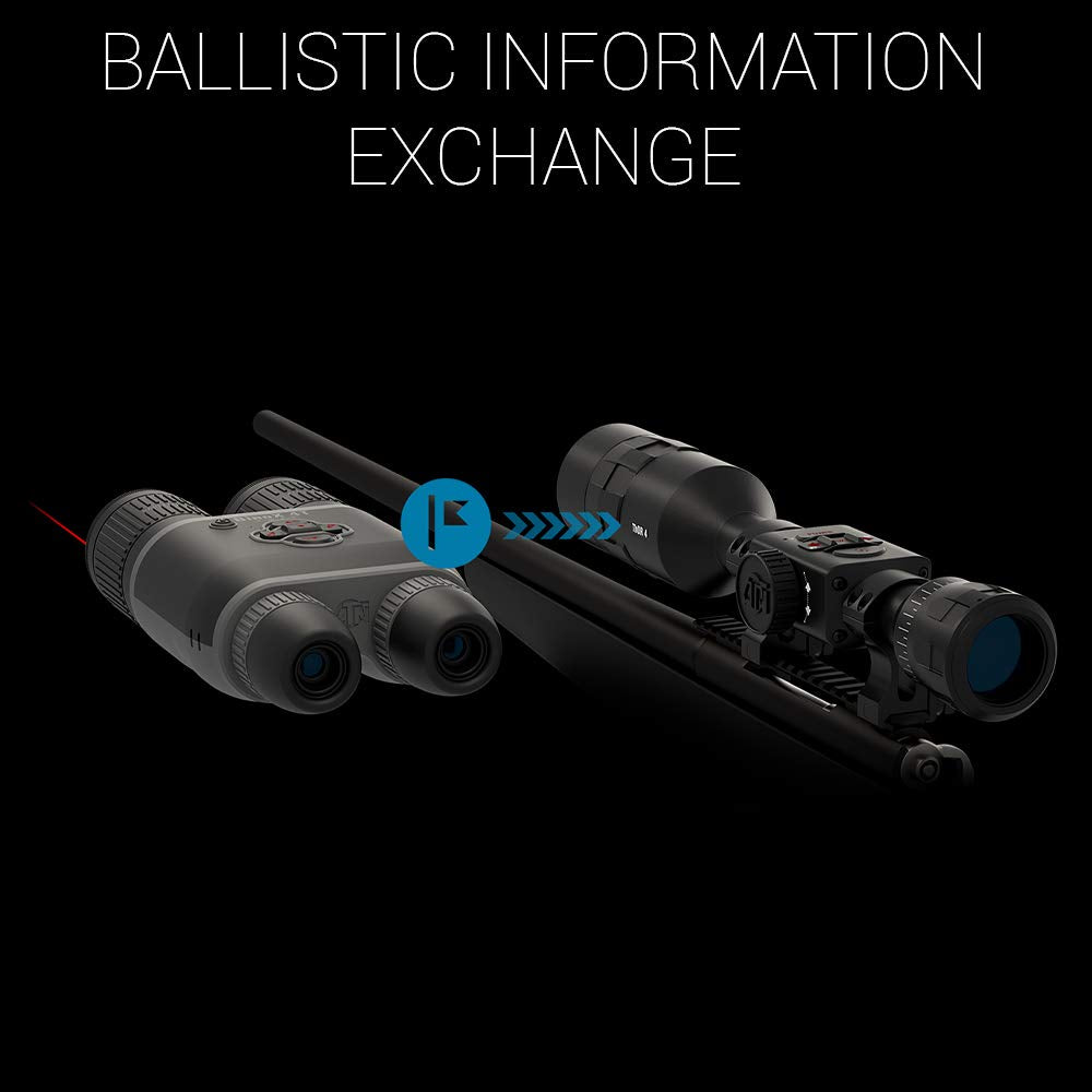 ATN BINOX 4T thermal imaging display illustrating day and night visibility.
