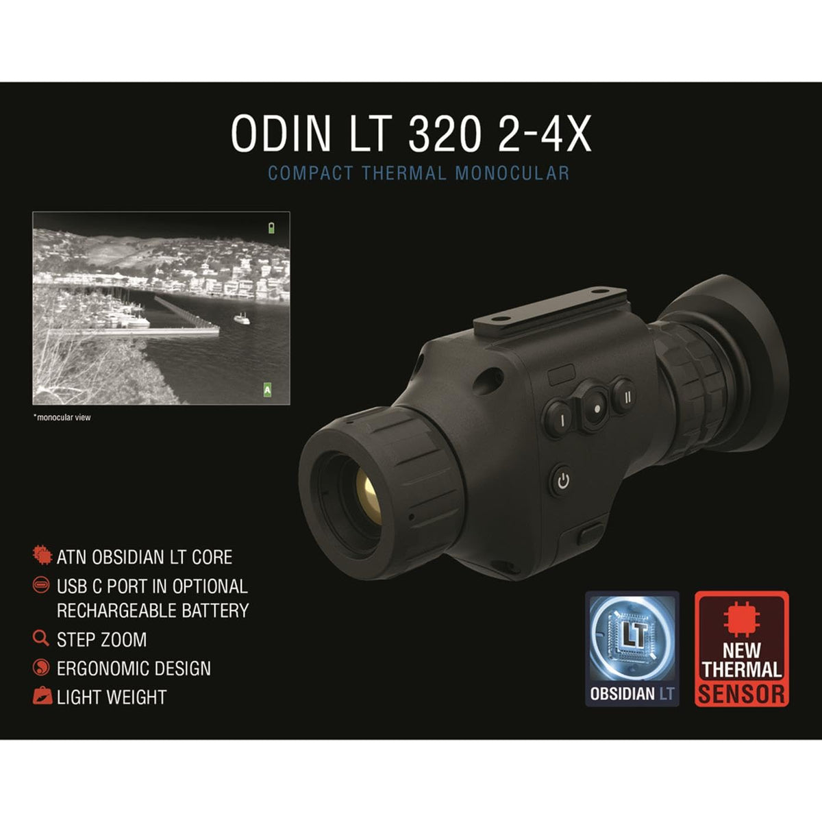 ATN Odin LT display 1280x960 shows crisp thermal frames.