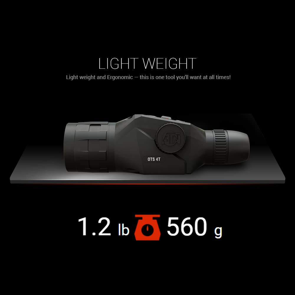 ATN OTS 4T 640 thermal monocular in use, assessing terrain at night