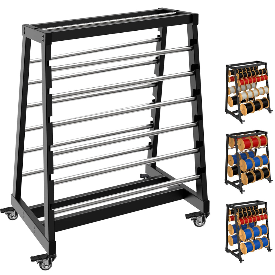 ATOLS heavy-duty 13-rod spool rack with top platform for extra workspace.