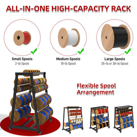 ATOLS versatile rack stores cables, tubing, and filaments neatly.