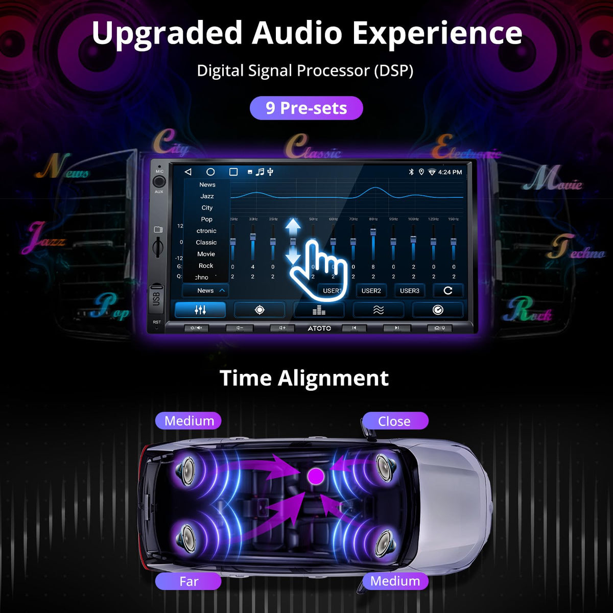 ATOTO A5L DSP with 24‑band EQ for tailored sound