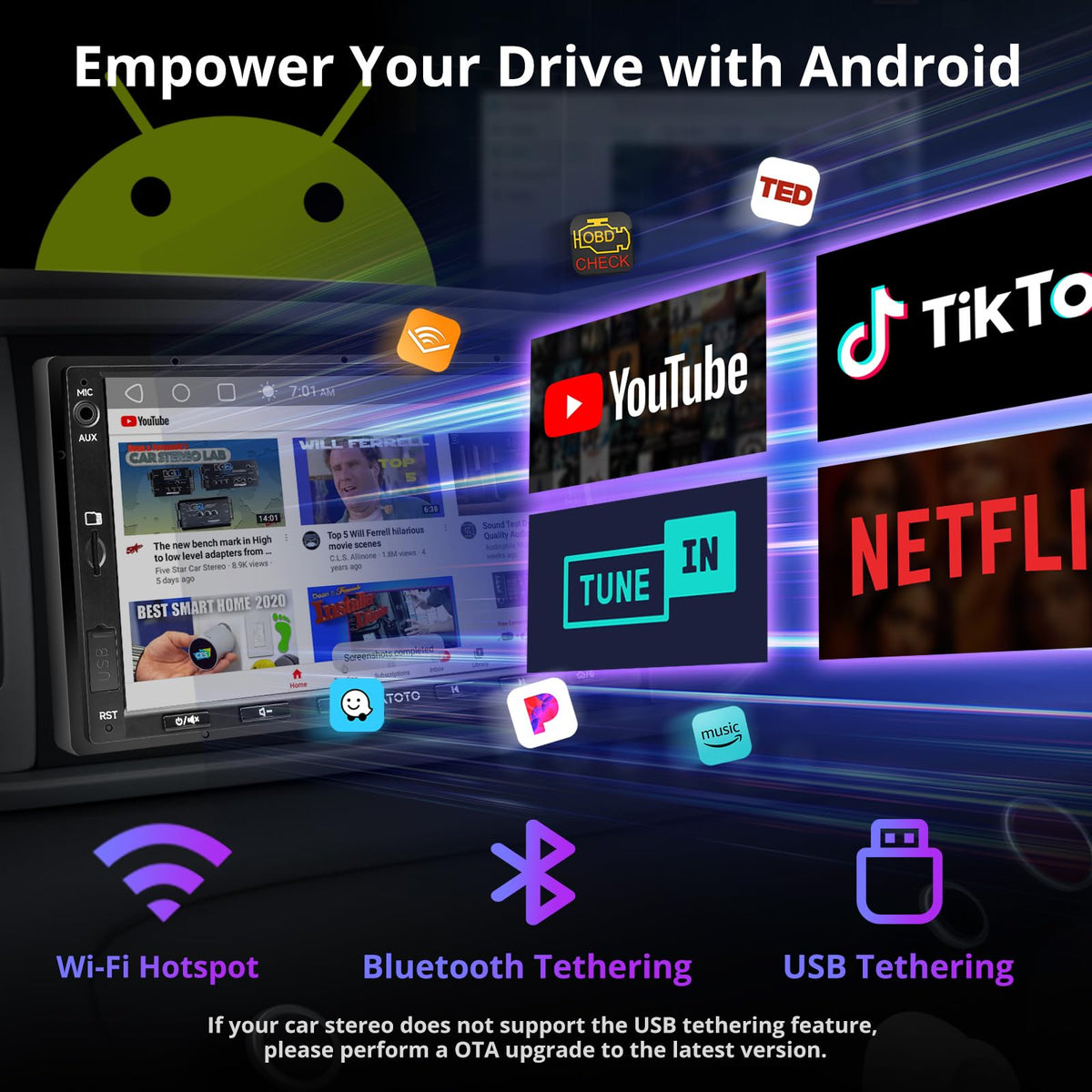 ATOTO A5L wireless CarPlay and Android Auto for seamless phone mirroring.