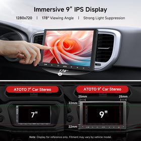 ATOTO A5L wireless CarPlay and Android Auto on the home screen.