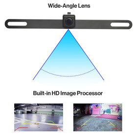 ATOTO AC-4486 low-light performance with distance scale lines aids night parking.