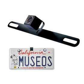 ATOTO AC-4486 rear view camera hidden behind license plate for clean appearance and safer reversing.