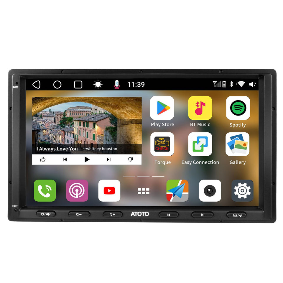 ATOTO S8 7-inch display showing clear navigation and multimedia on the dash