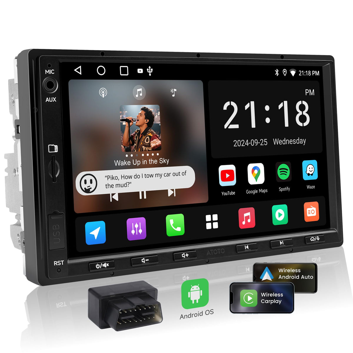ATOTOEXCEL A5L 7-inch touchscreen for intuitive on-dash control and navigation.