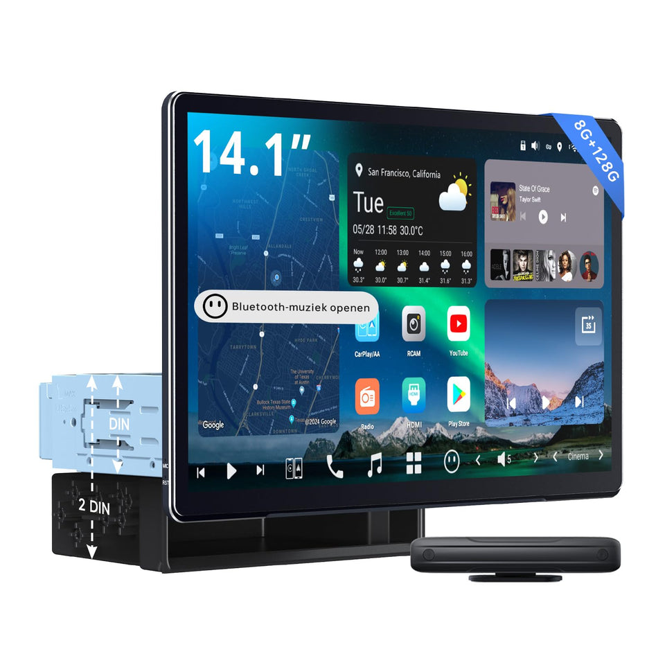 ATOTOZONE 14.1-inch QLED display providing clear navigation and media viewing