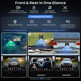 ATOTOZONE dual-camera setup capturing front and rear driving footage