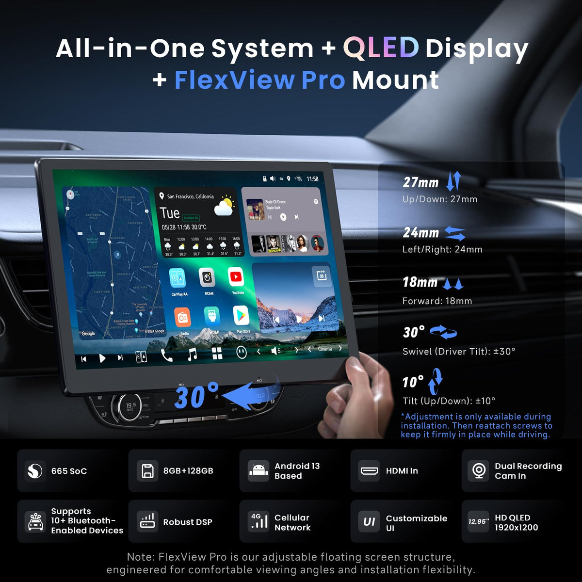 ATOTOZONE QLED panel delivers bright, glare-free visibility for daytime driving.