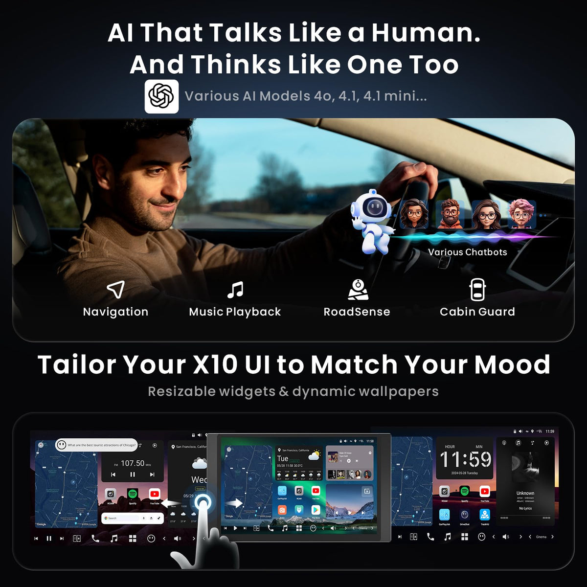 ATOTOZONE X10 DriveChat offers hands-free voice control for apps and routes.