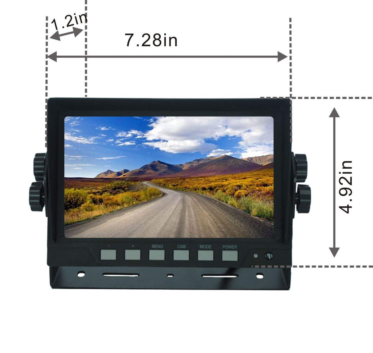 ATPTK 7-Inch color monitor mounted for easy driving maneuvers