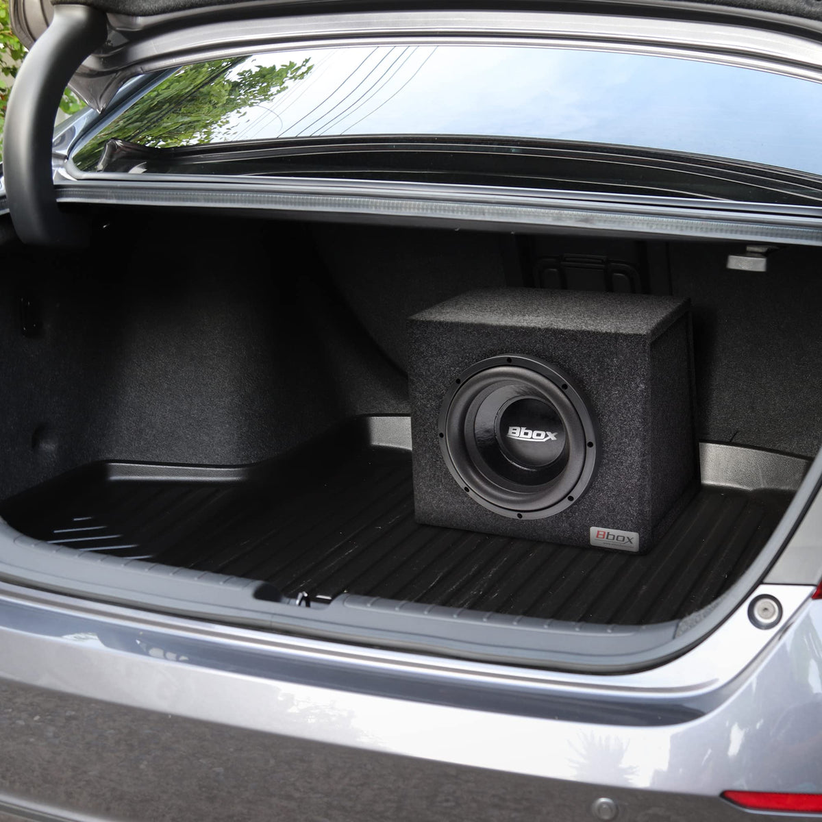 Atrend Bbox 10in sealed enclosure ready for car installation in a variety of trunks