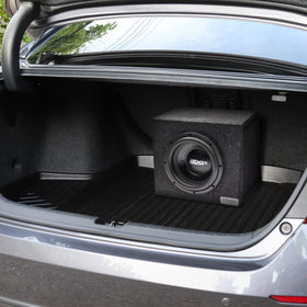Atrend Bbox 10in sealed enclosure ready for car installation in a variety of trunks