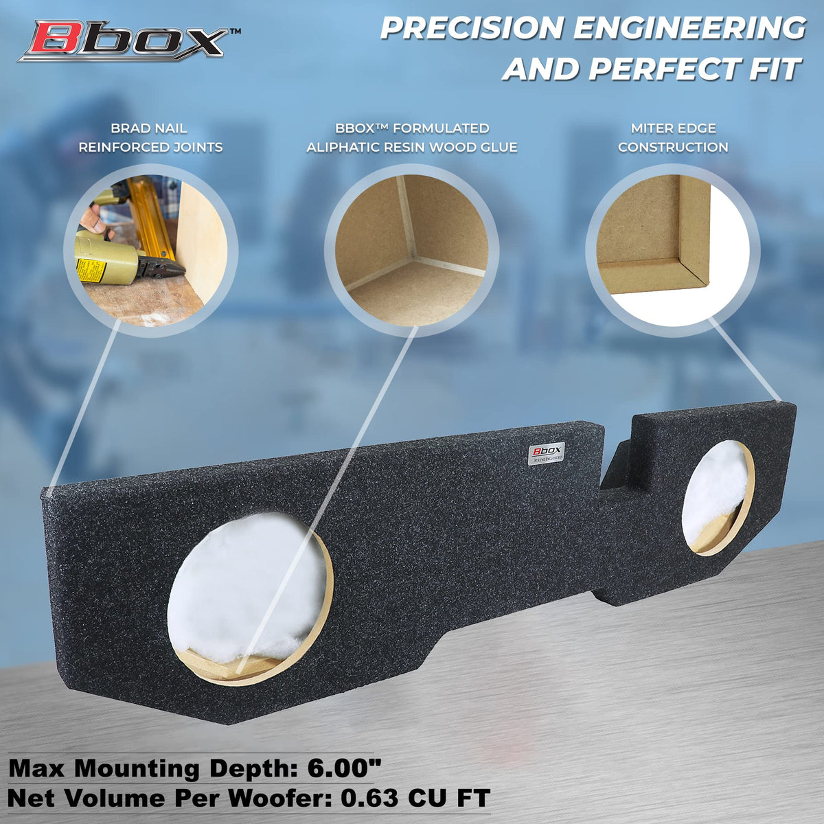 ATREND BBOX A202-12CP carpeted finish blends with OEM interior for a professional look