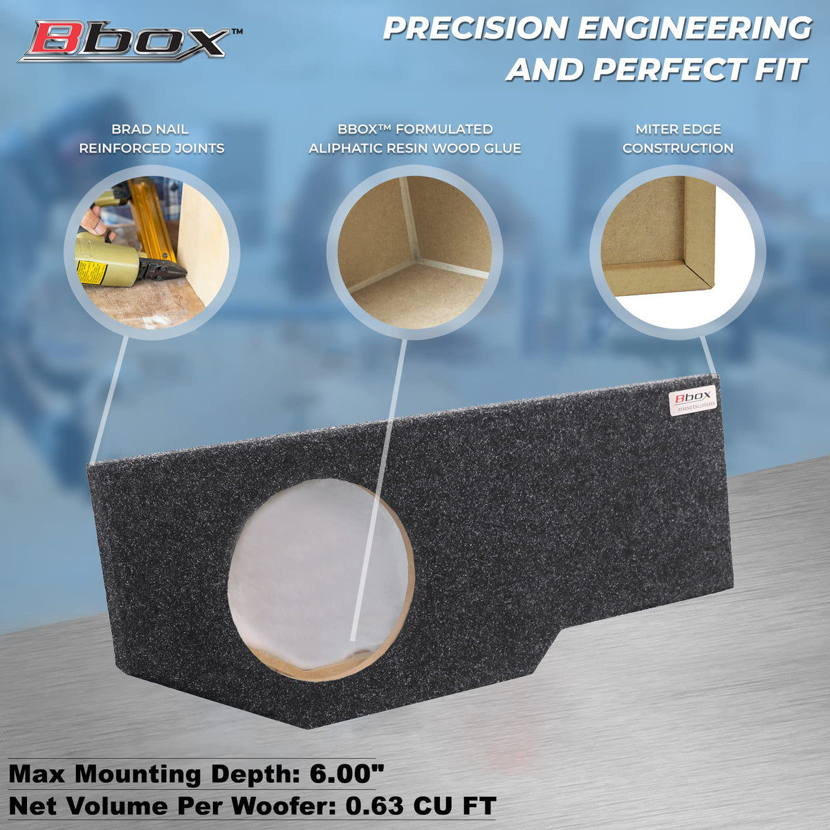Airtight recessed panels minimize rattles and clean the sound.
