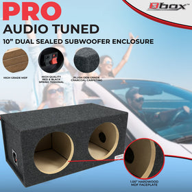 Atrend BBox E10D dimensions show sub cutout and mounting depth for fitting in your vehicle.