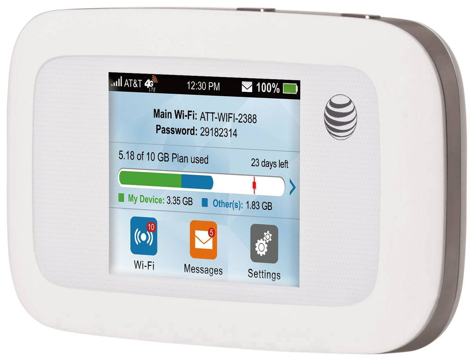 AT&T ZTE Velocity hotspot front view showing compact travel-ready design