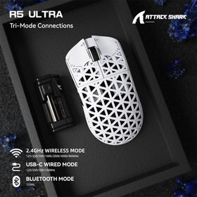 ATTACK SHARK R5 Ultra PAW3950MAX sensor close-up for high-precision tracking.