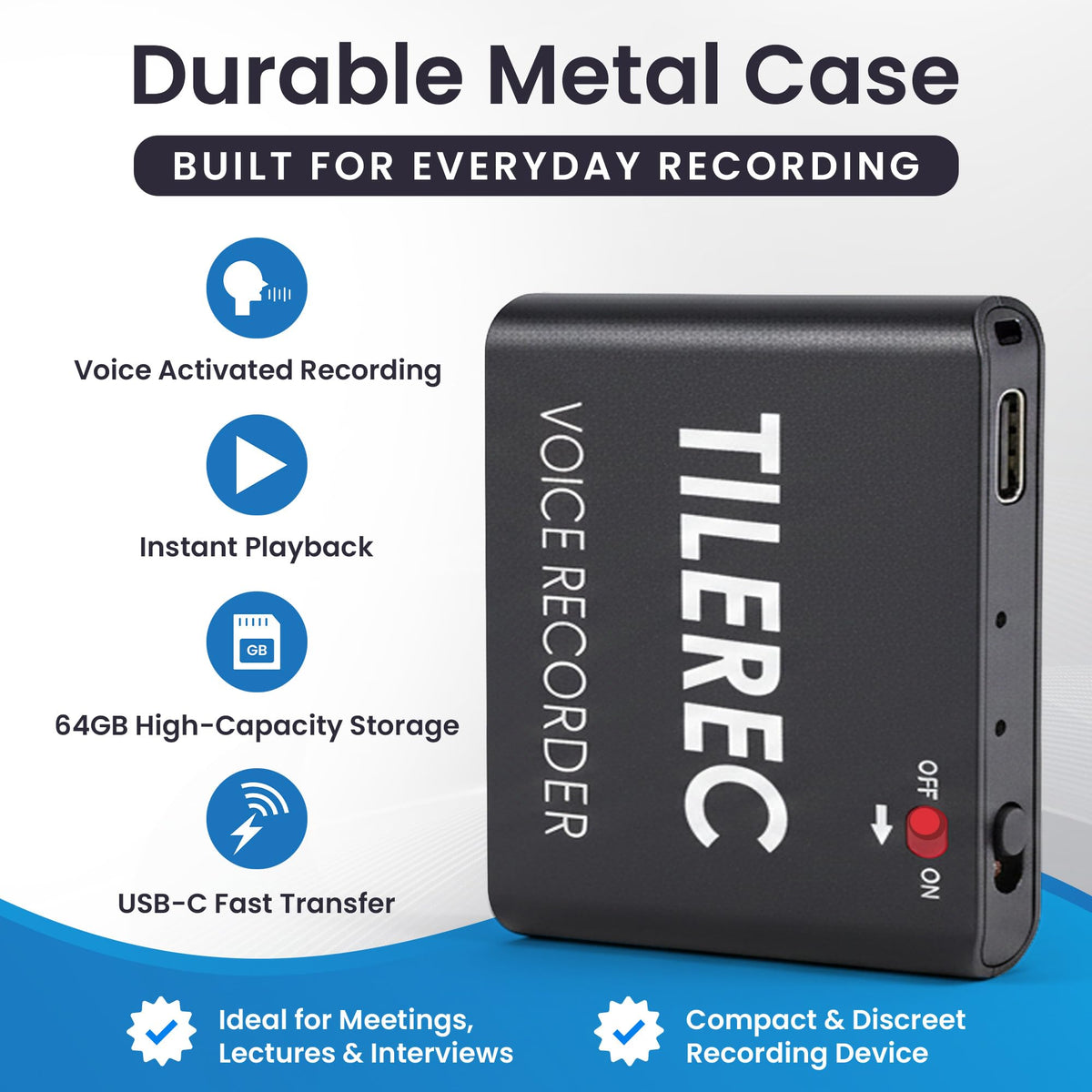 Attodigitl TileRec 64GB storage shown for instant playback after lectures