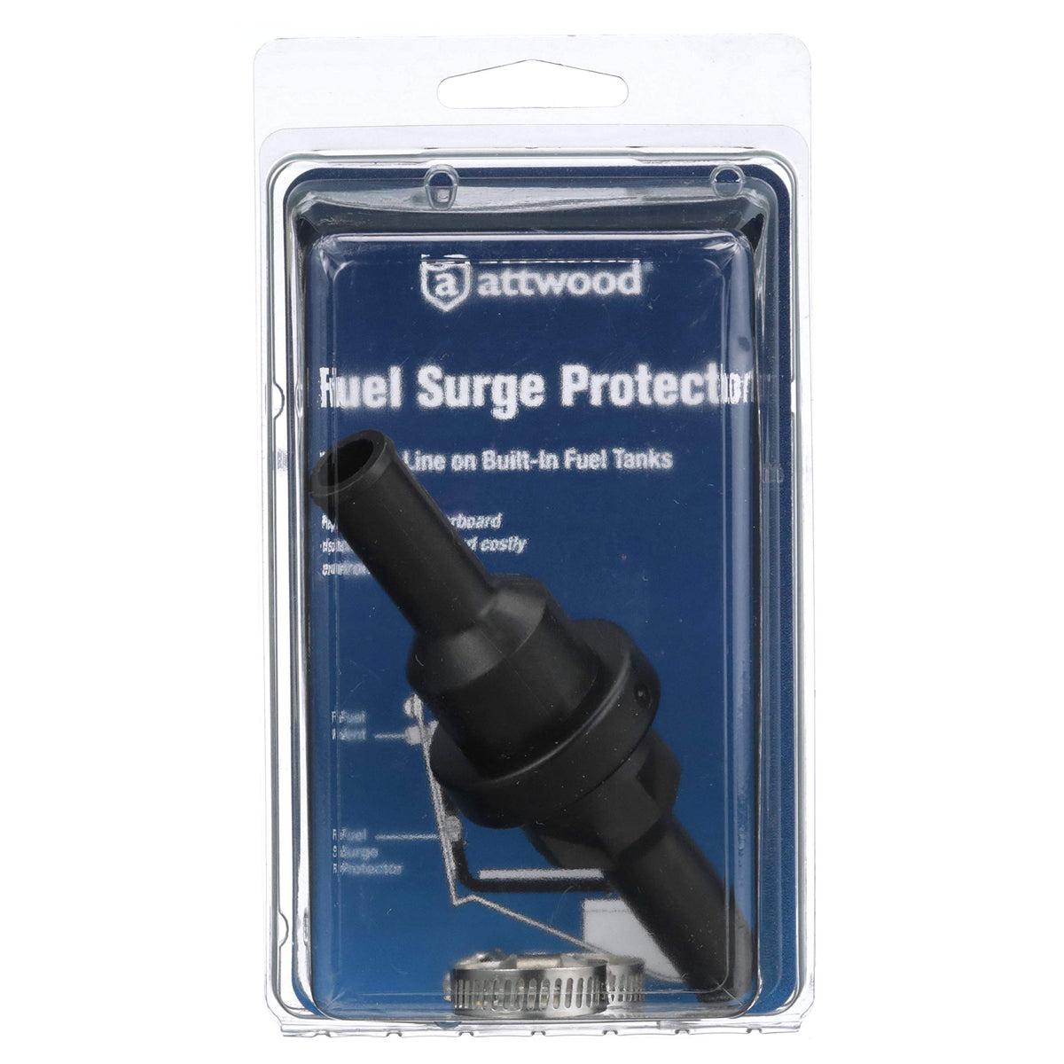 Attwood compact polypropylene body labeled clearly for vent connection