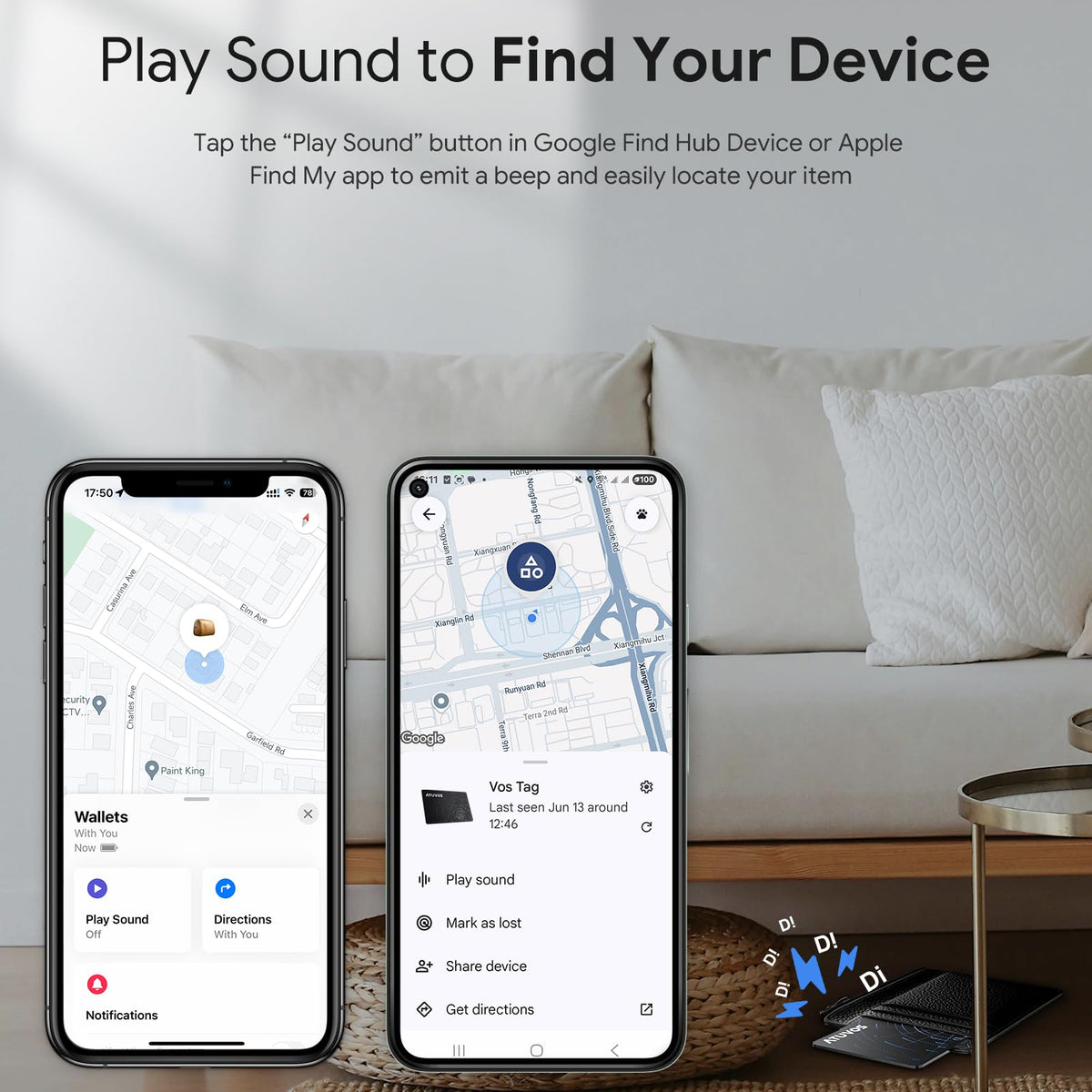 ATUVOS Air Tag Pro with Google Find Hub on Android for locating belongings.