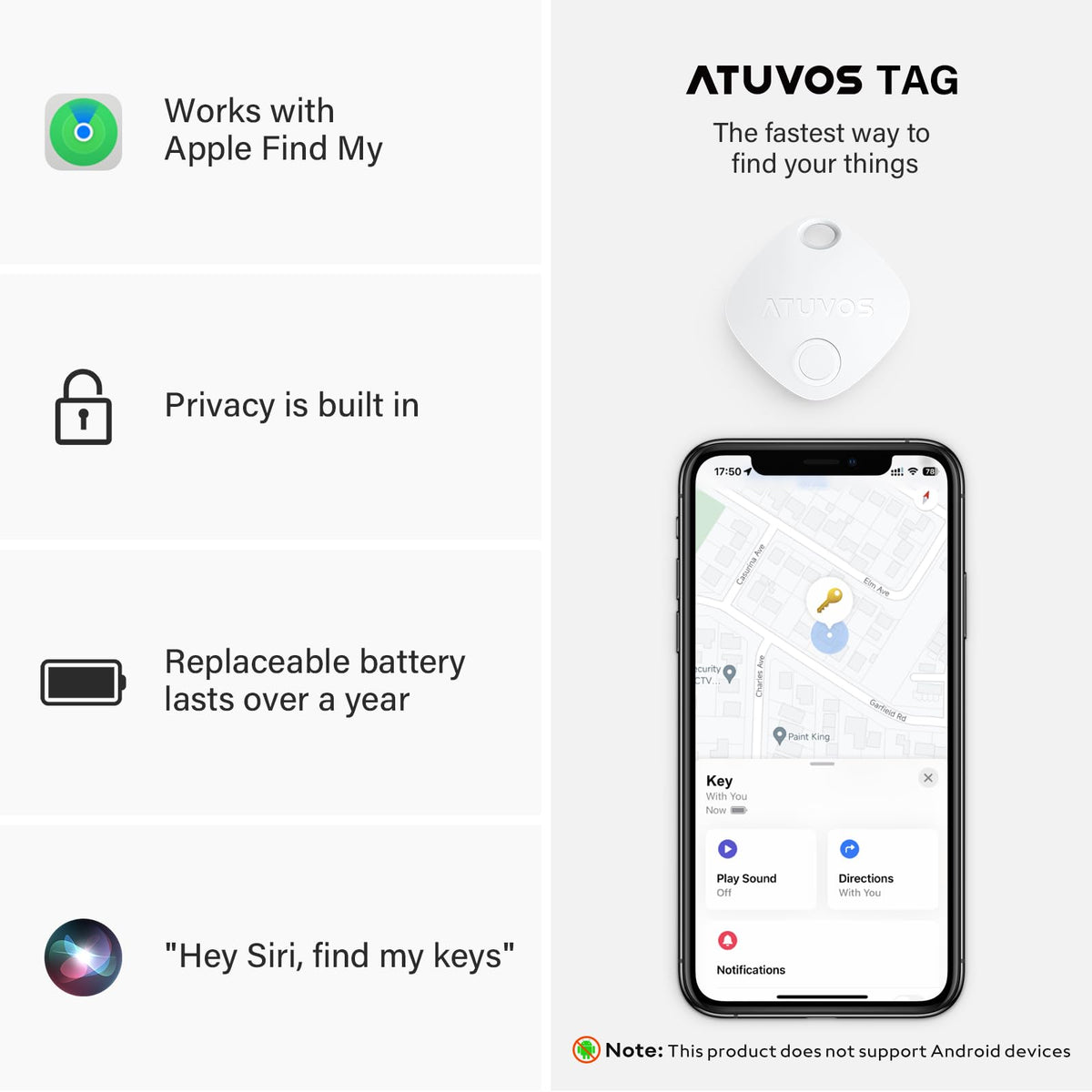 ATUVOS Air Tracker Tag IP67 waterproof for rain and splashes