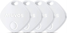 ATUVOS front packaging showing four trackers and iPhone pairing benefit